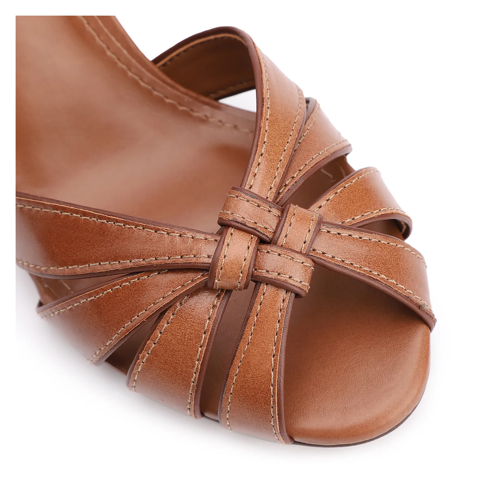 Peep Toe Couro Marrom
