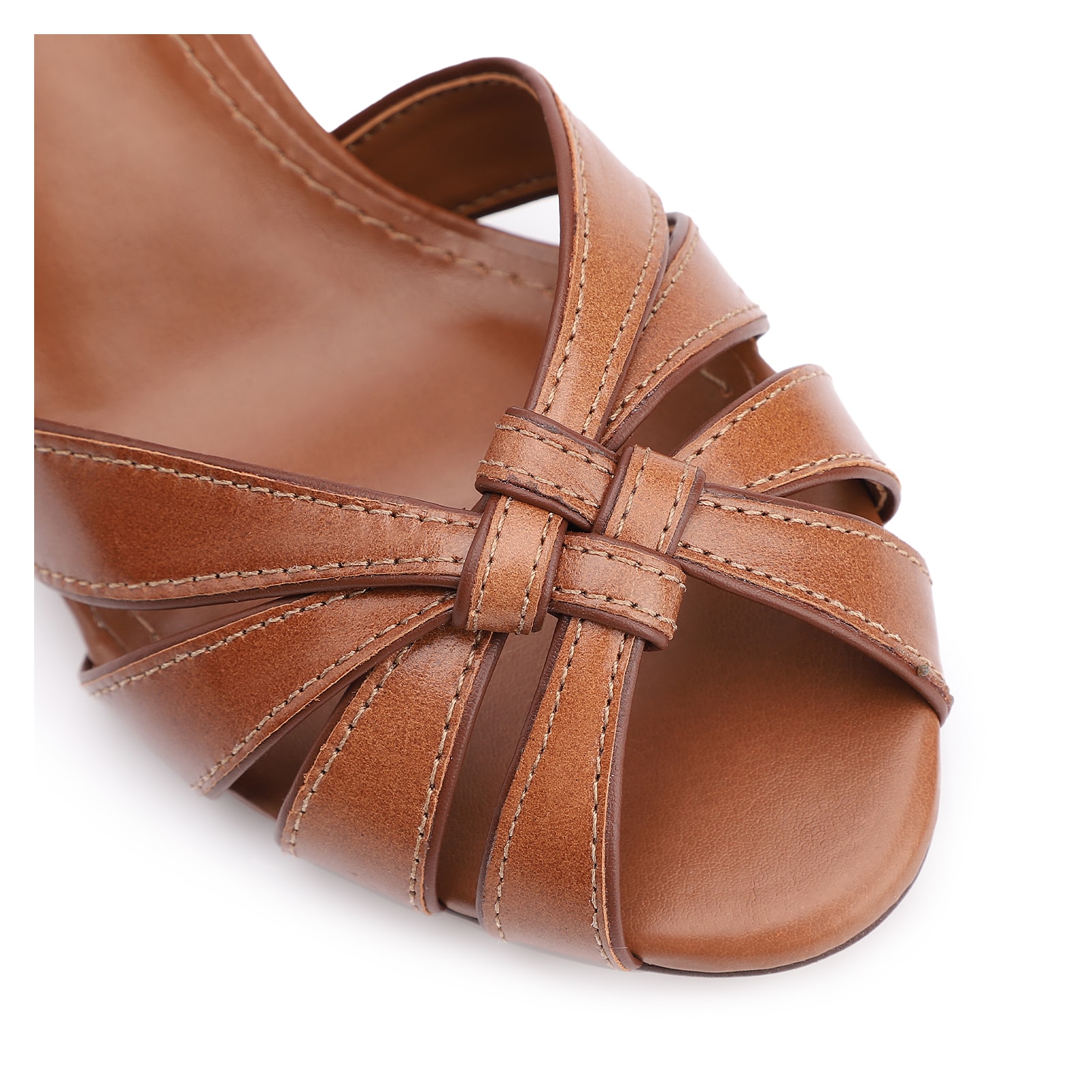 Peep Toe Couro Marrom