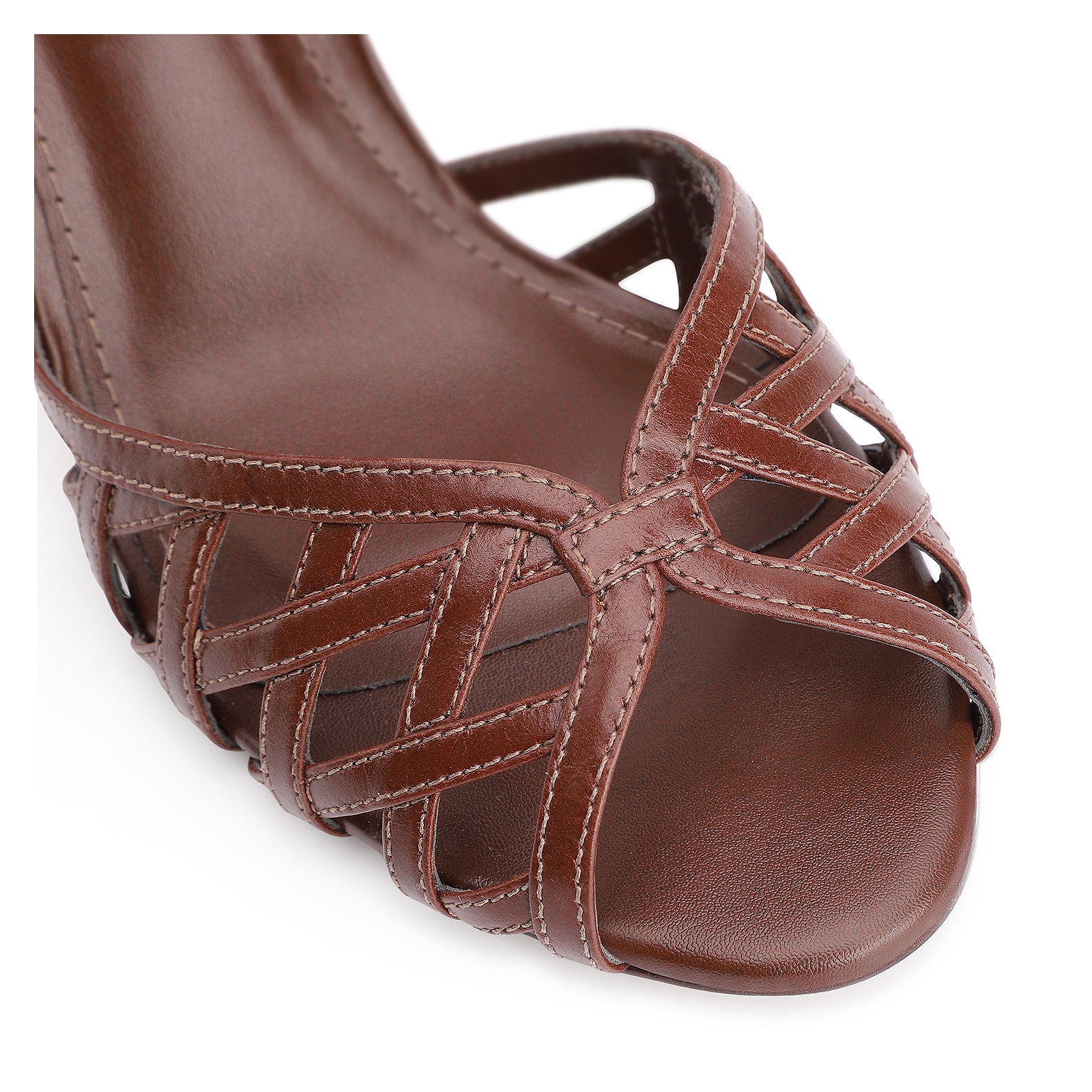 Peep Toe Couro Marrom