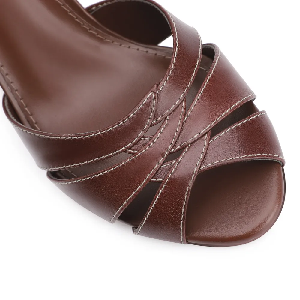 Peep Toe Couro Marrom - imagem 6