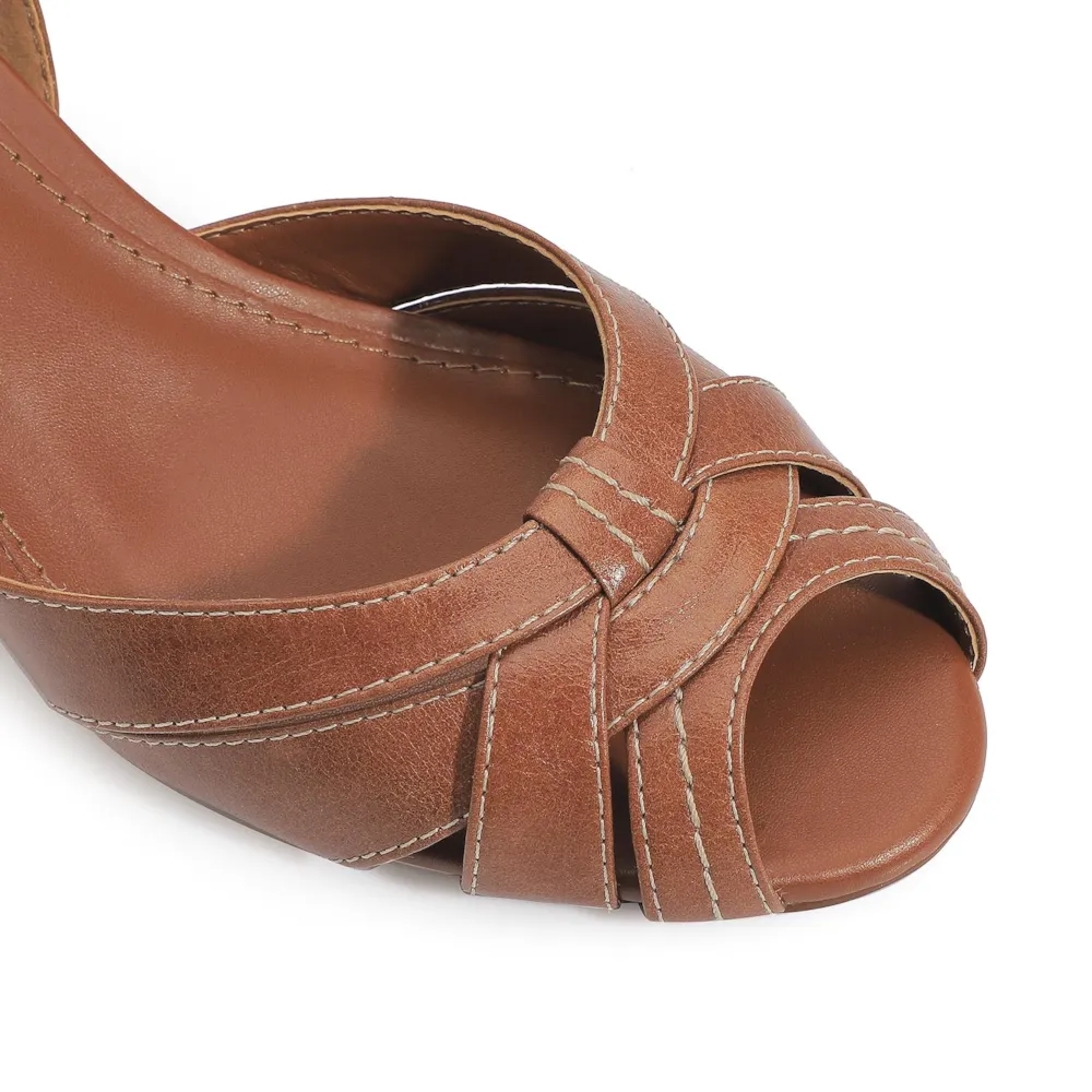 Peep Toe Couro Marrom - imagem 6