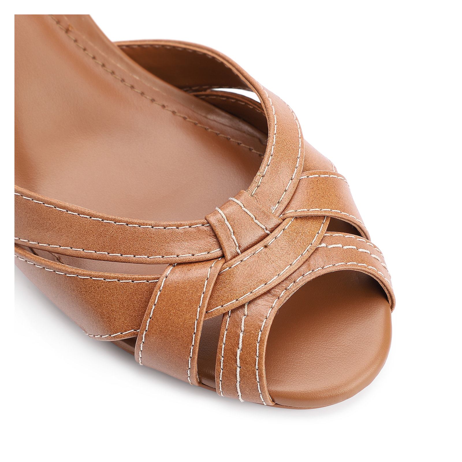 Peep Toe Couro Marrom