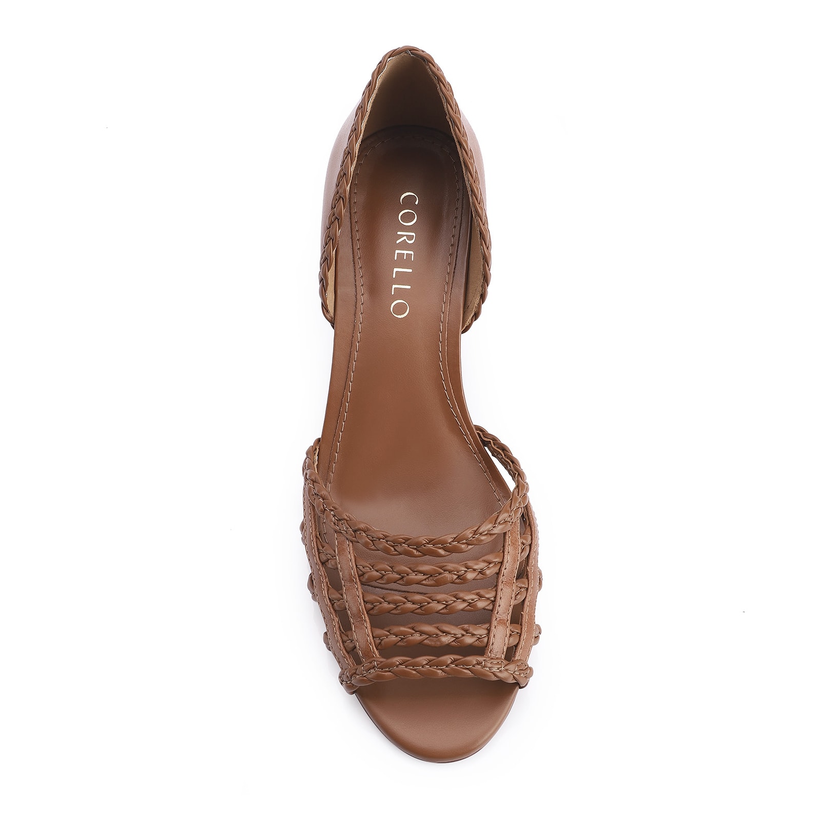 Peep Toe Couro Marrom