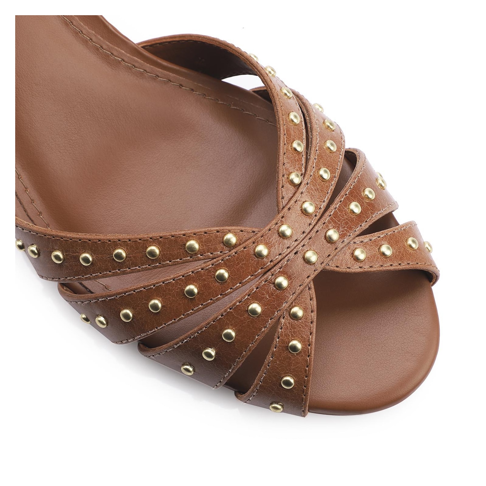 Peep Toe Couro Marrom
