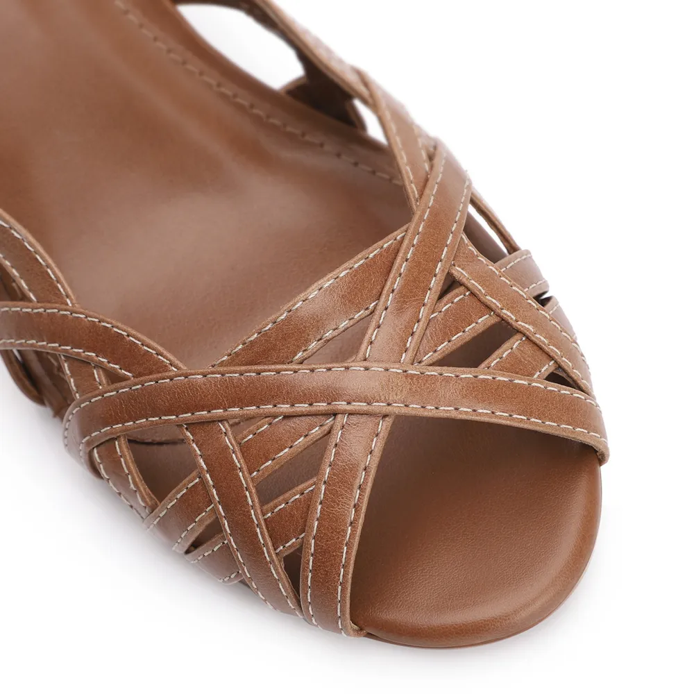 Peep Toe Couro Marrom - imagem 6
