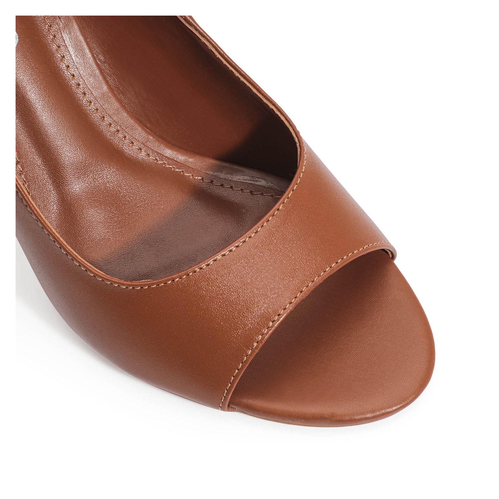 Peep Toe Couro Marrom