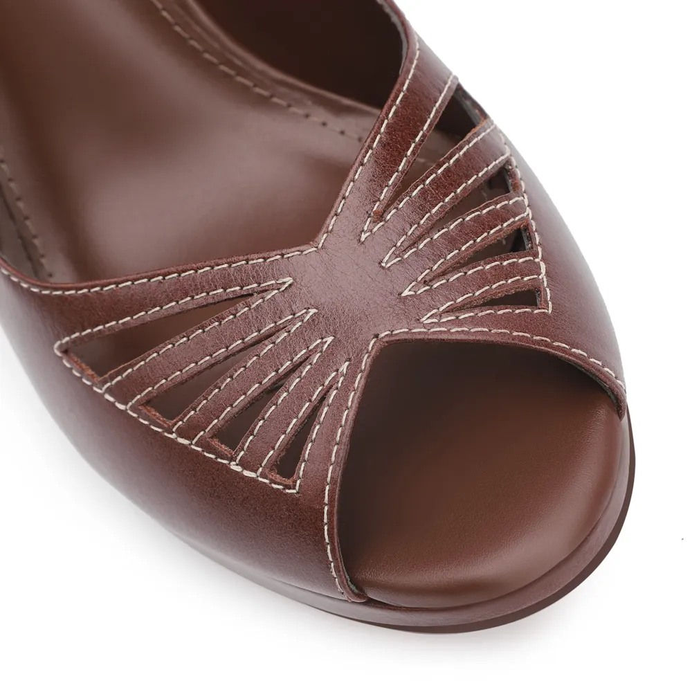 Peep Toe Couro Marrom - imagem 6