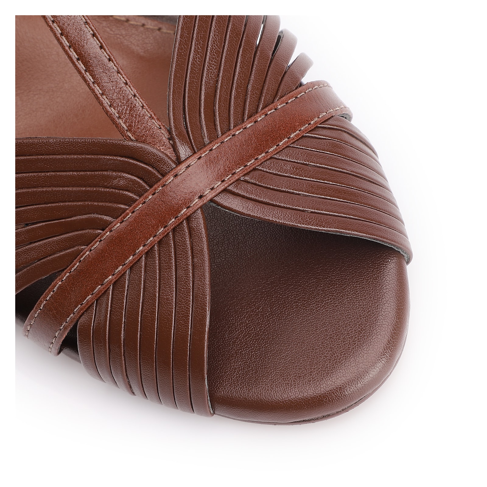Peep Toe Couro Marrom/Alt Marrom