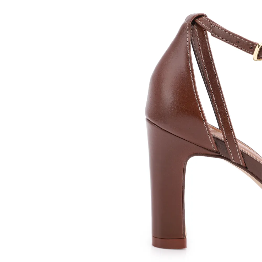 Peep Toe Couro Marrom/Alt Marrom - imagem 7