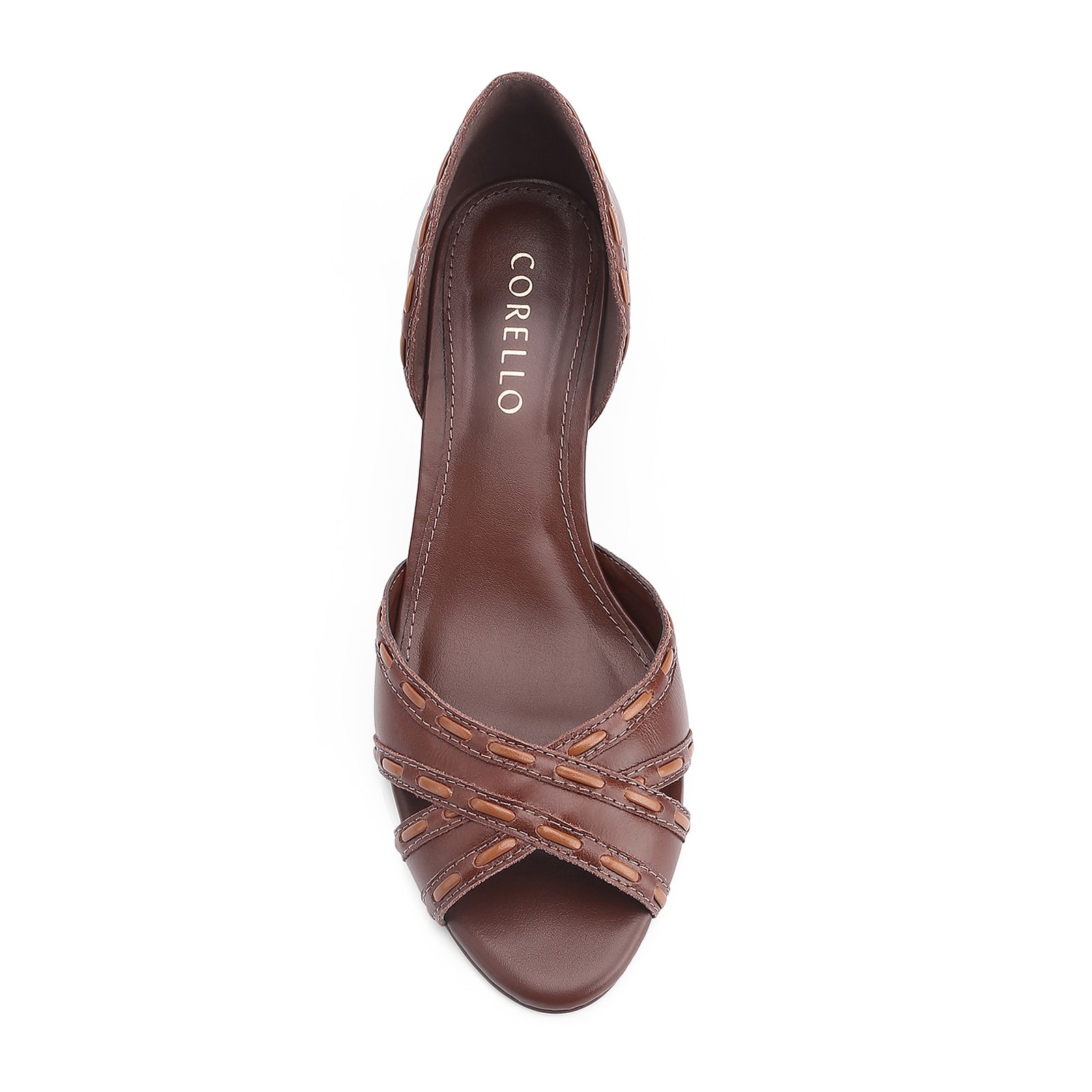 Peep Toe Couro Marrom/Alt Marrom Claro