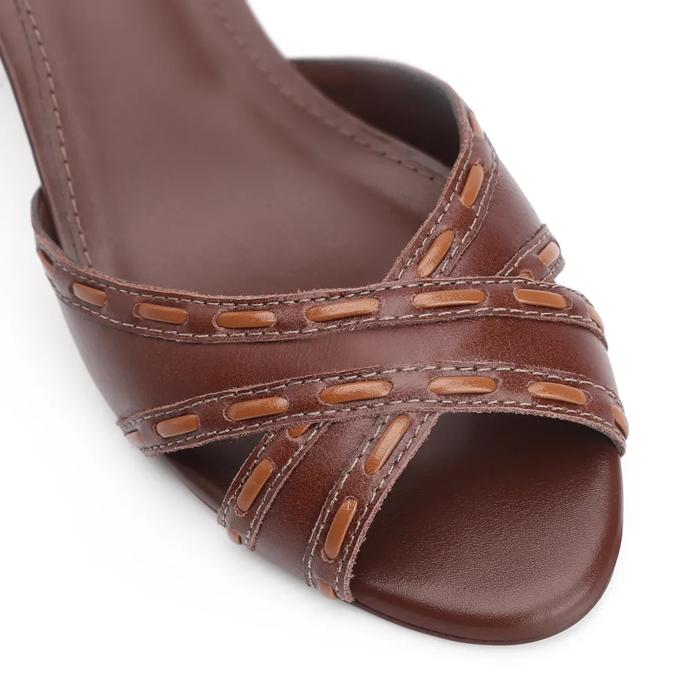 Peep Toe Couro Marrom/Alt Marrom Claro - imagem 6