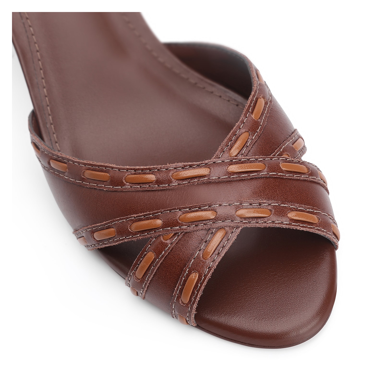 Peep Toe Couro Marrom/Alt Marrom Claro