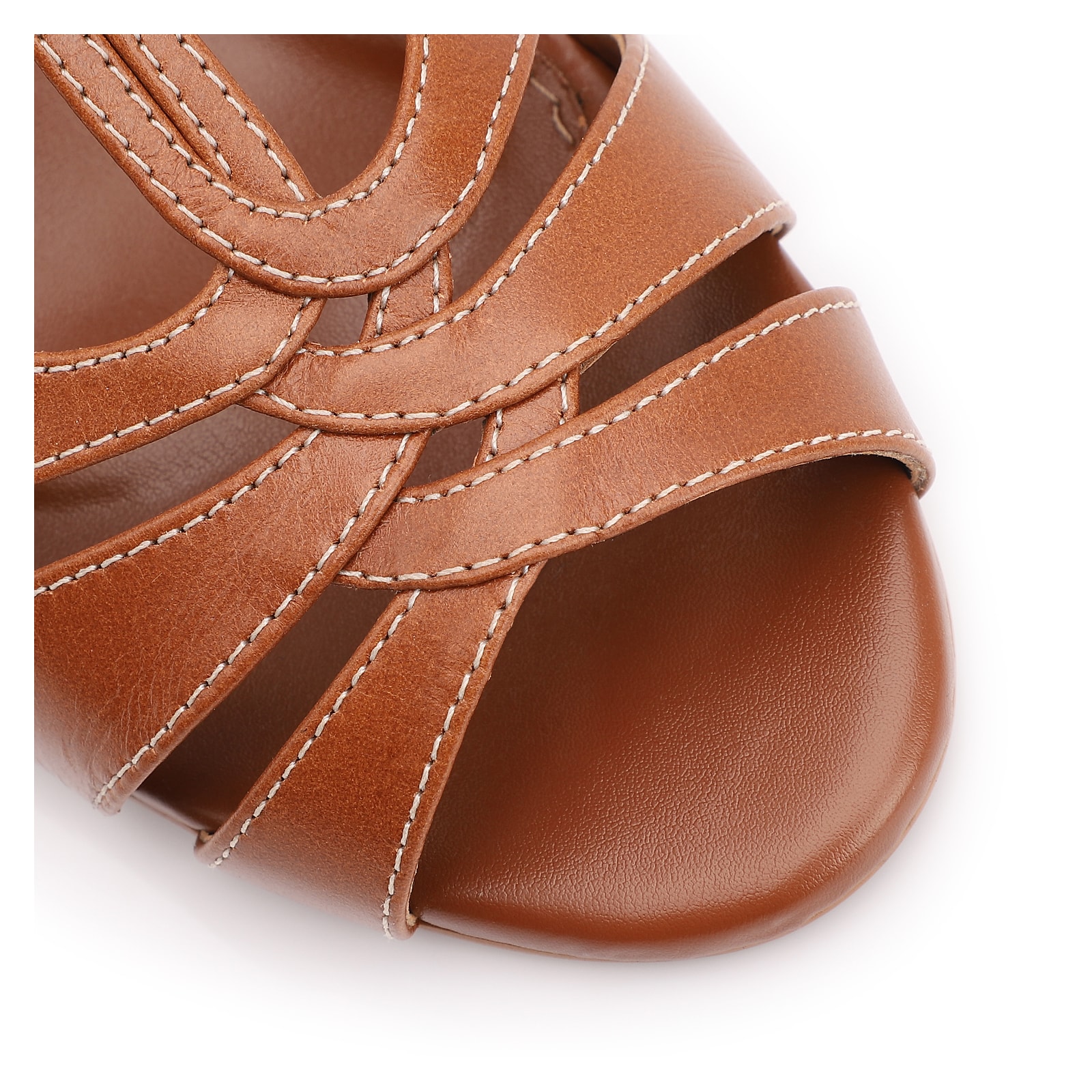 Peep Toe Couro Marrom Claro