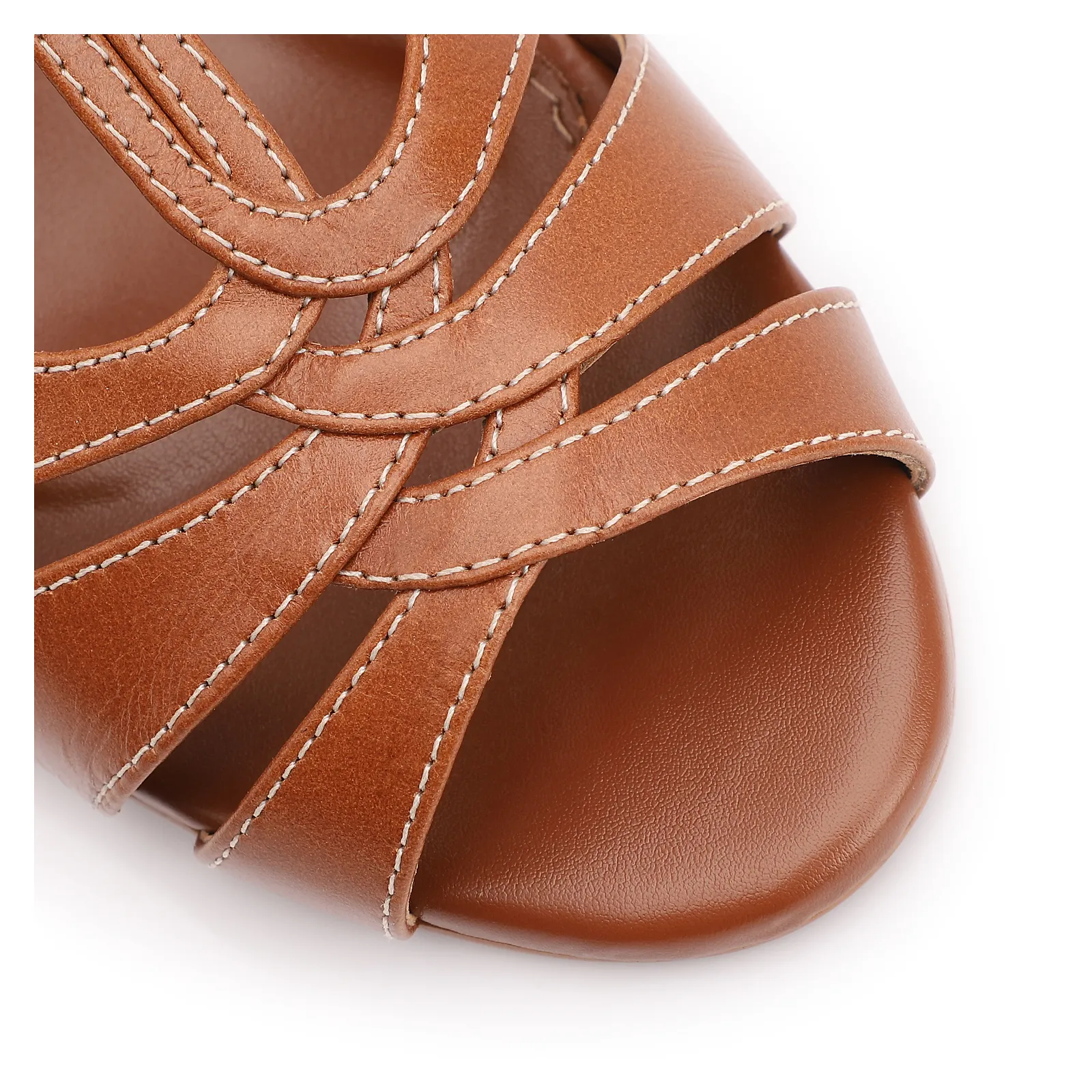 Peep Toe Couro Marrom Claro