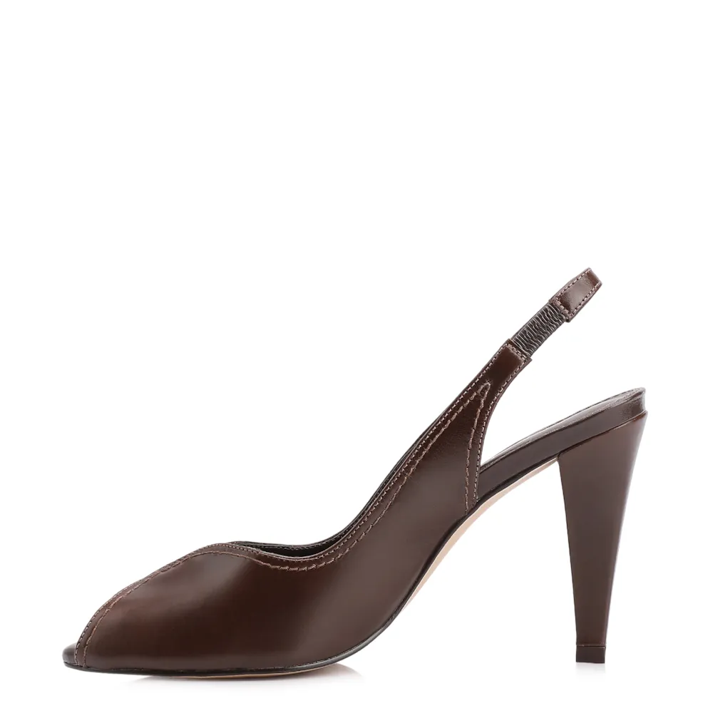 Peep Toe Couro Marrom Escuro - imagem 4