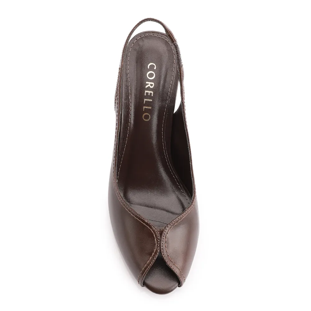 Peep Toe Couro Marrom Escuro - imagem 5