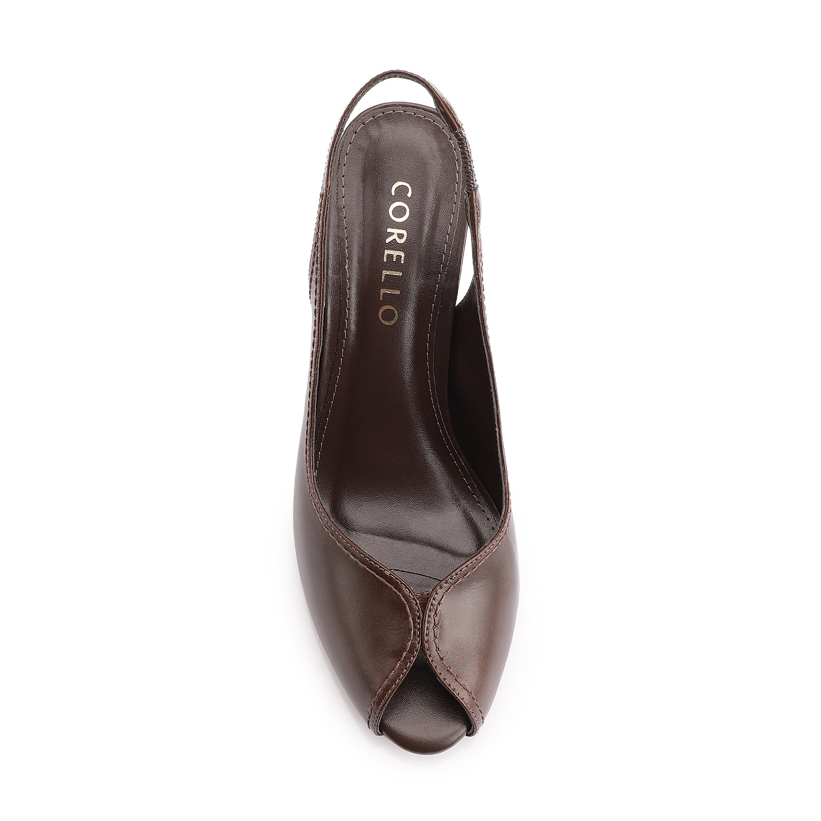 Peep Toe Couro Marrom Escuro