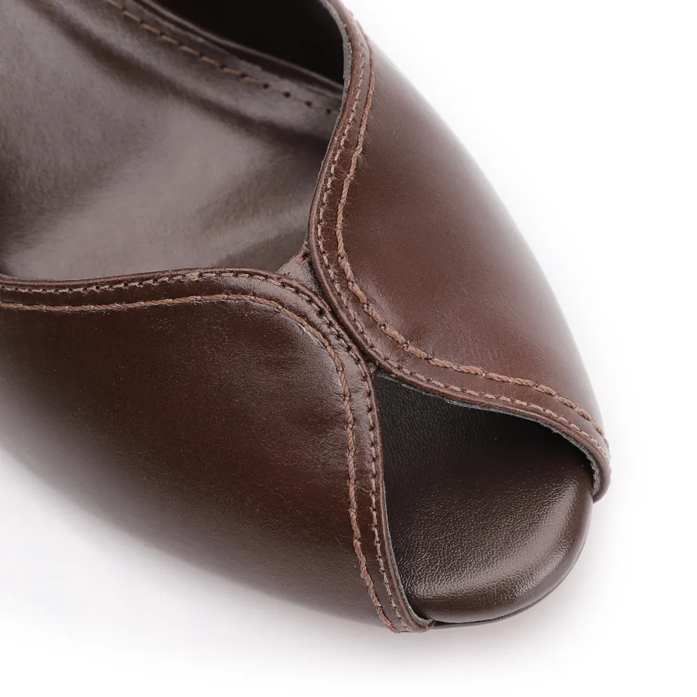 Peep Toe Couro Marrom Escuro - imagem 6