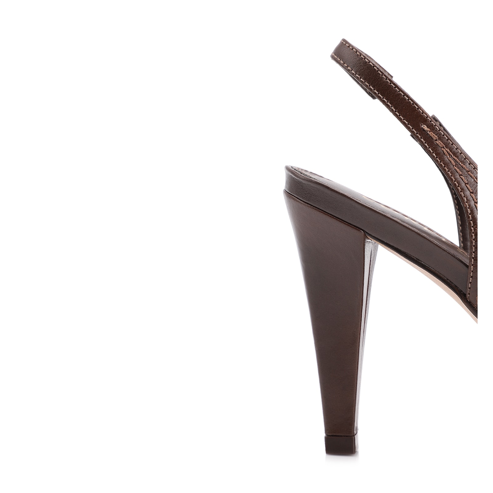 Peep Toe Couro Marrom Escuro