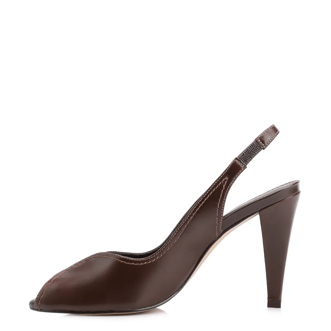 Peep Toe Couro Marrom Escuro - foto 4