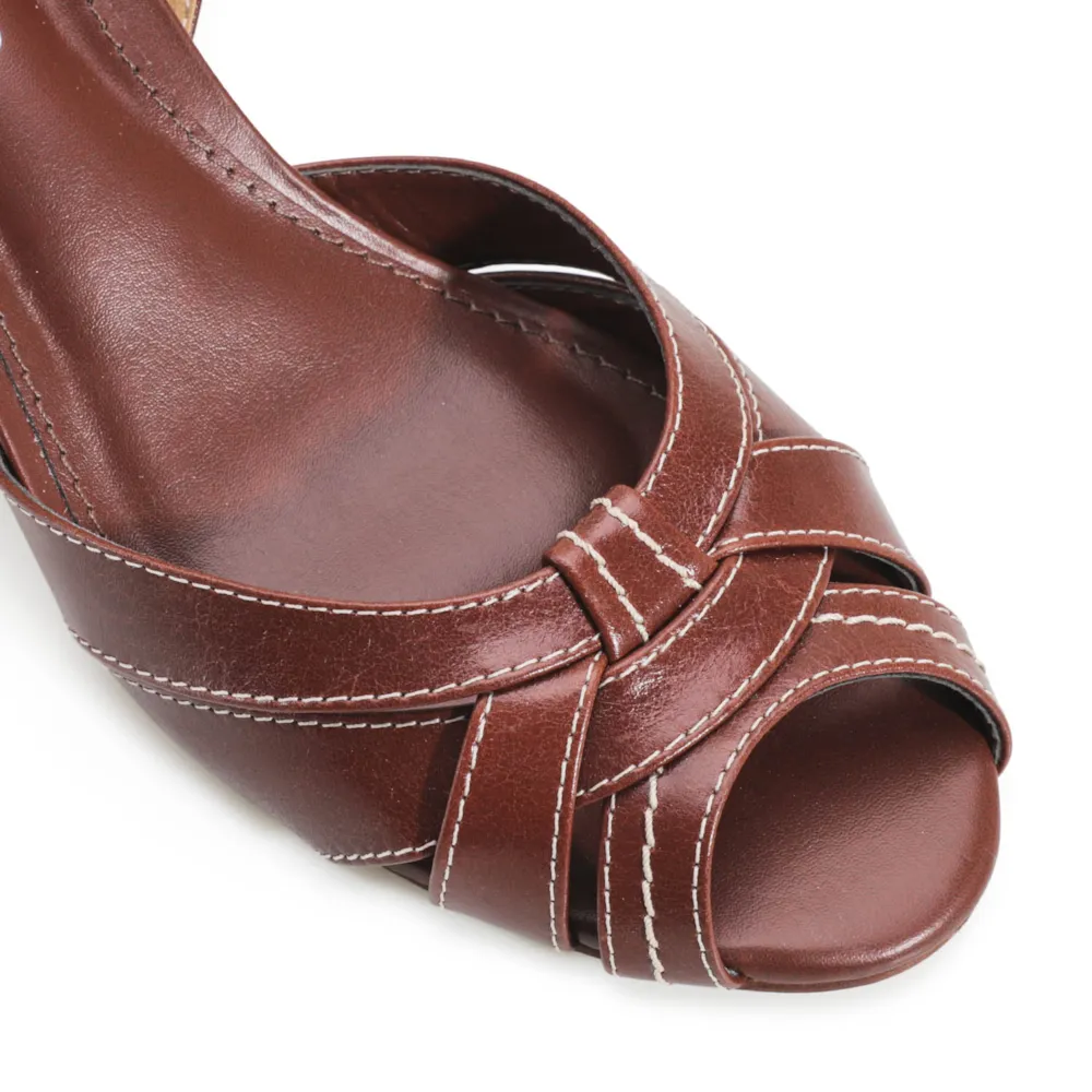 Peep Toe Couro Marrom Escuro - imagem 6