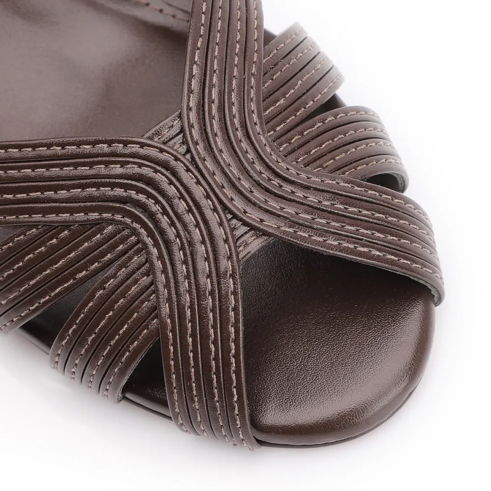 Peep Toe Couro Marrom Escuro - imagem 7
