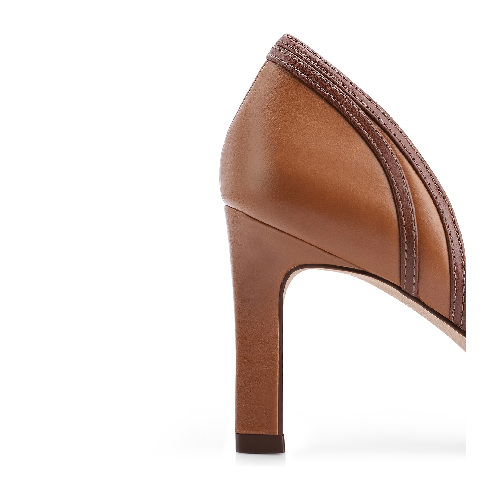 Peep Toe Couro Marrom/Off White