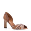 Peep Toe Couro Marrom/Off White - imagem 1