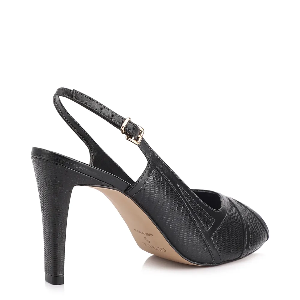 Peep Toe Couro New Lezard Preto/Couro Preto - imagem 3