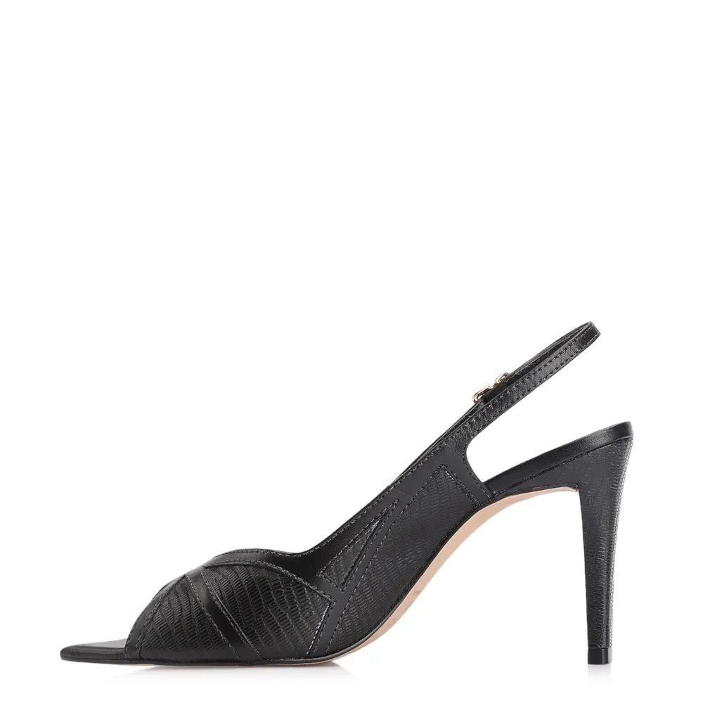 Peep Toe Couro New Lezard Preto/Couro Preto - imagem 4