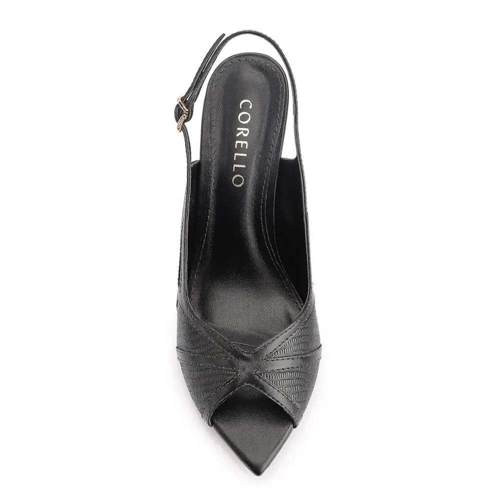 Peep Toe Couro New Lezard Preto/Couro Preto - imagem 5