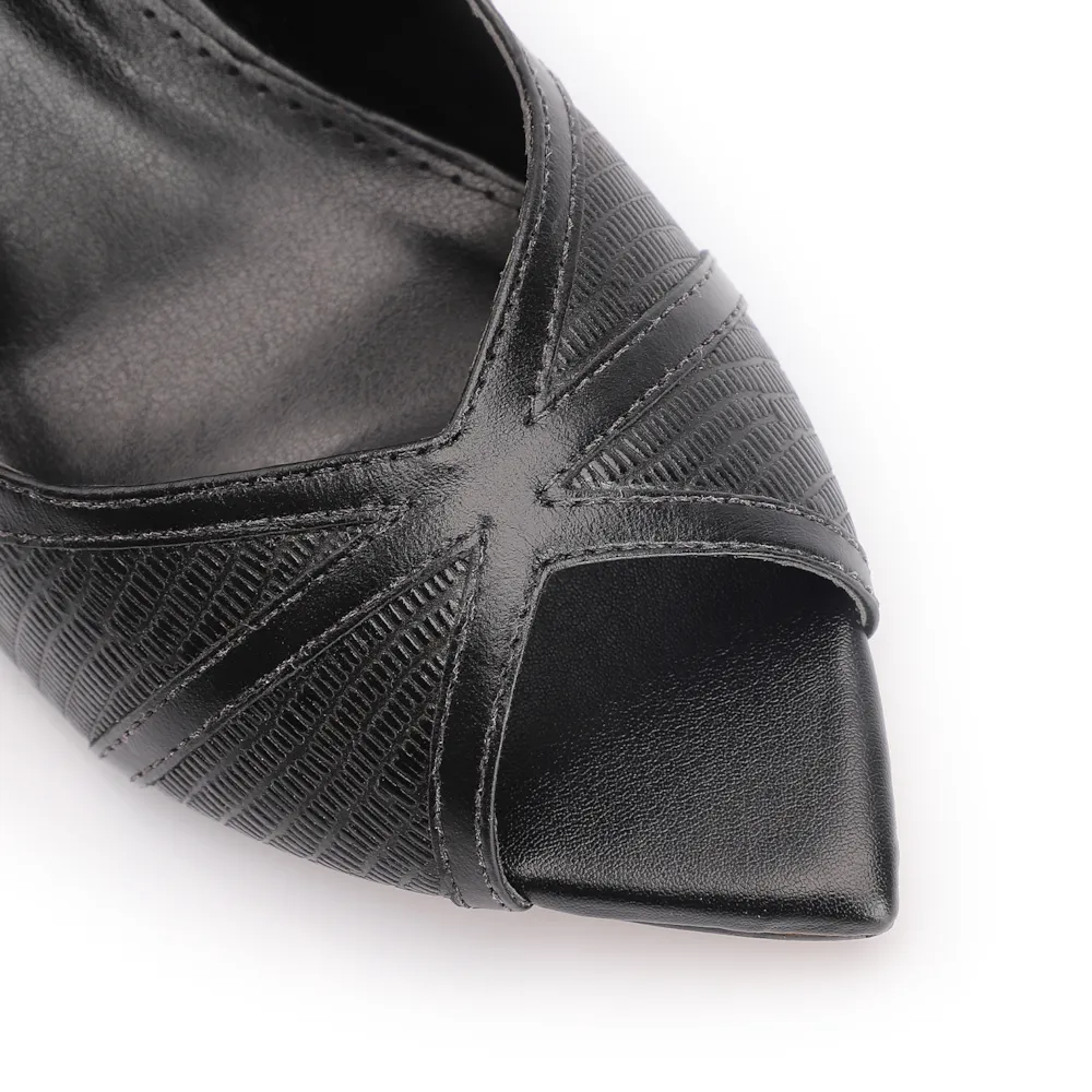 Peep Toe Couro New Lezard Preto/Couro Preto - imagem 6