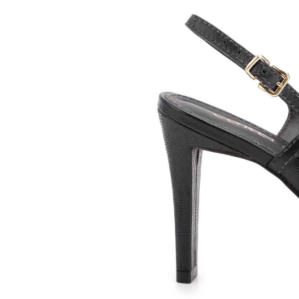 Peep Toe Couro New Lezard Preto/Couro Preto - imagem 7