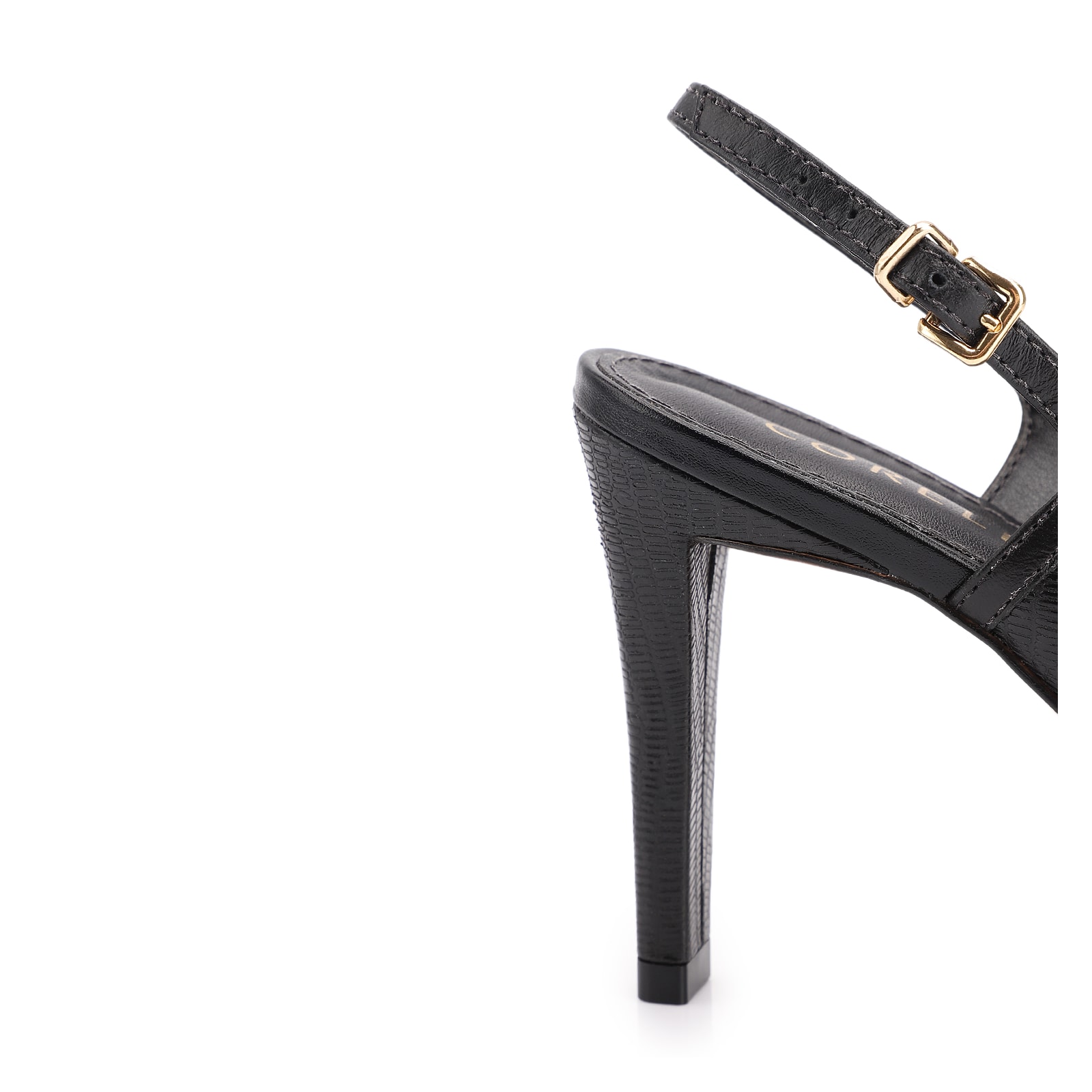 Peep Toe Couro New Lezard Preto/Couro Preto