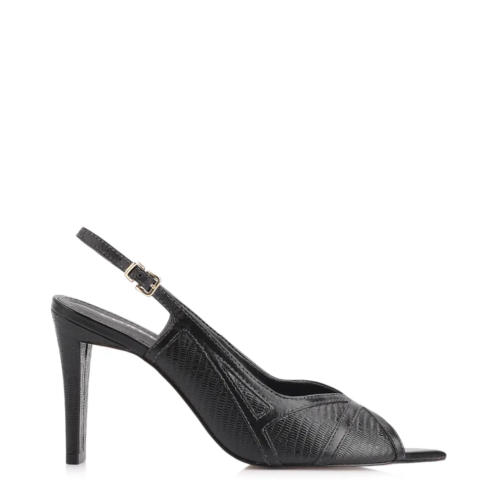 Peep Toe Couro New Lezard Preto/Couro Preto - imagem 2