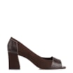 Peep Toe Couro Nobuck Marrom /Alt Python Marrom - imagem 3