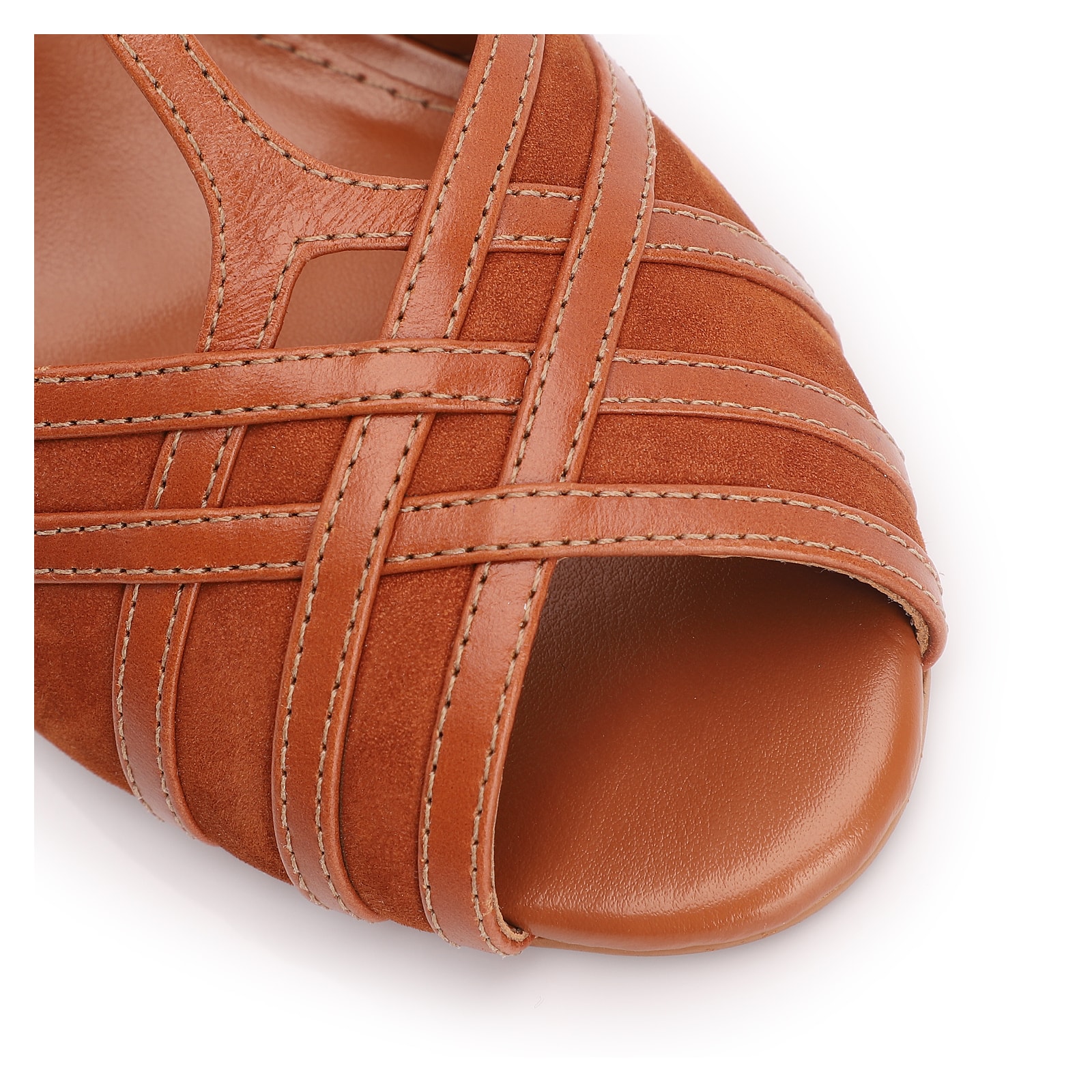 Peep Toe Couro Nobuck Marrom/Couro Marrom