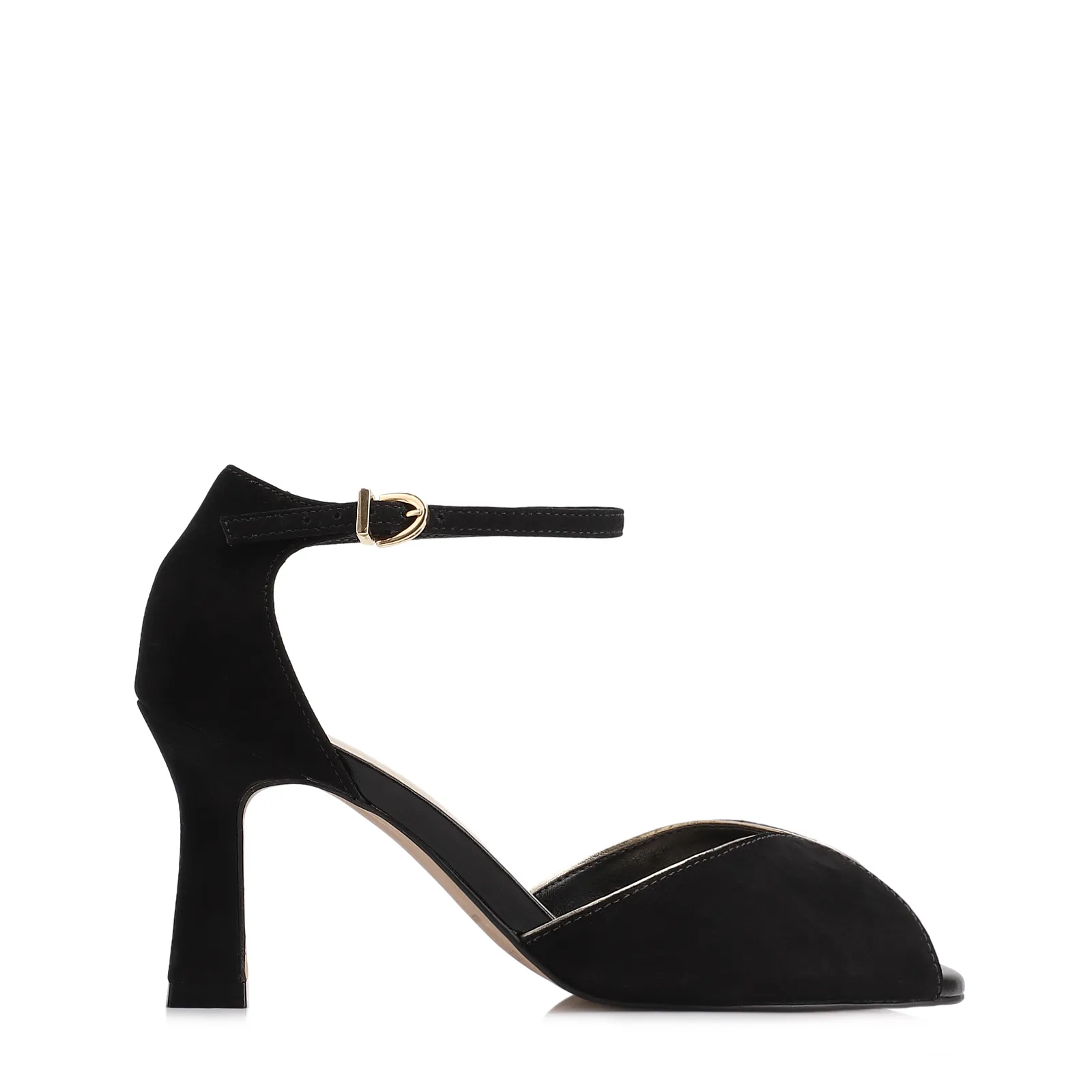 Peep Toe Couro Nobuck Preto