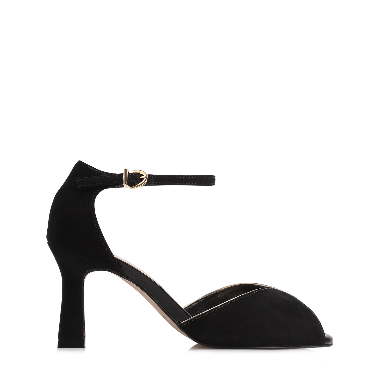 Peep Toe Couro Nobuck Preto