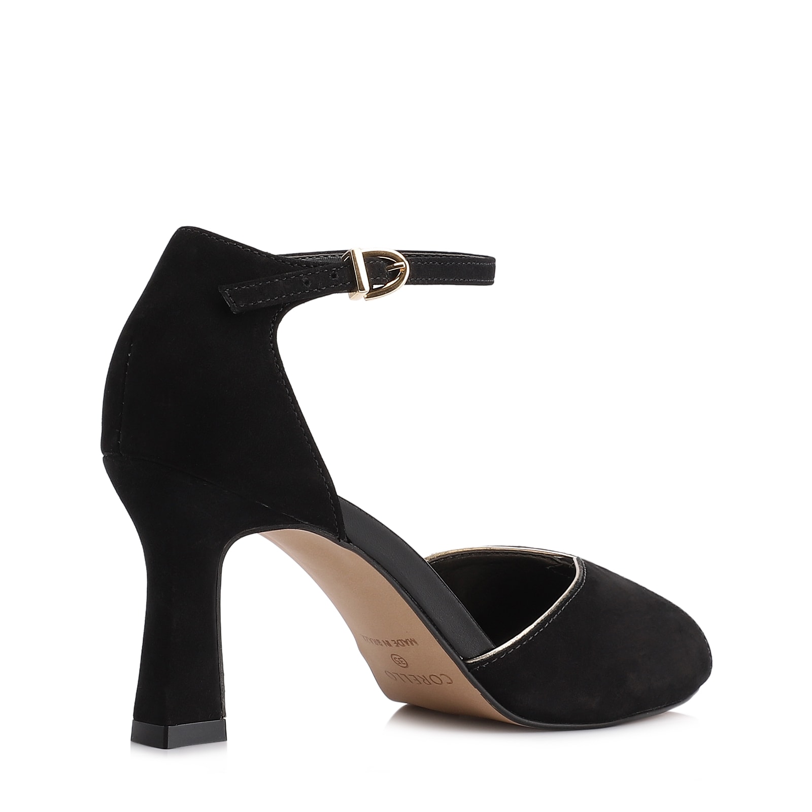 Peep Toe Couro Nobuck Preto