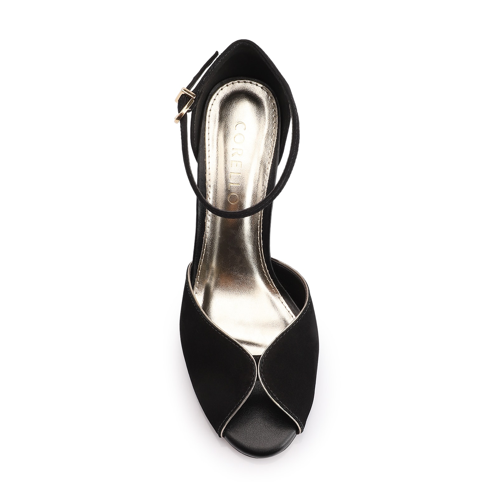 Peep Toe Couro Nobuck Preto