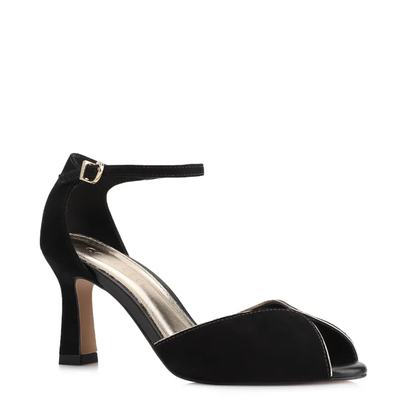 Peep Toe Couro Nobuck Preto