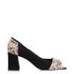 Peep Toe Couro Nobuck Preto/Alt Python Bege/Preto - imagem 3