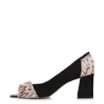 Peep Toe Couro Nobuck Preto/Alt Python Bege/Preto - imagem 5