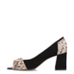 Peep Toe Couro Nobuck Preto/Alt Python Bege/Preto - imagem 5