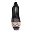 Peep Toe Couro Nobuck Preto/Alt Python Bege/Preto - imagem 6