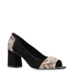 Peep Toe Couro Nobuck Preto/Alt Python Bege/Preto - imagem 1