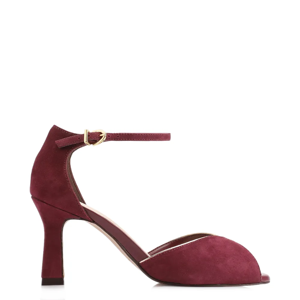 Peep Toe Couro Nobuck Vinho - imagem 3