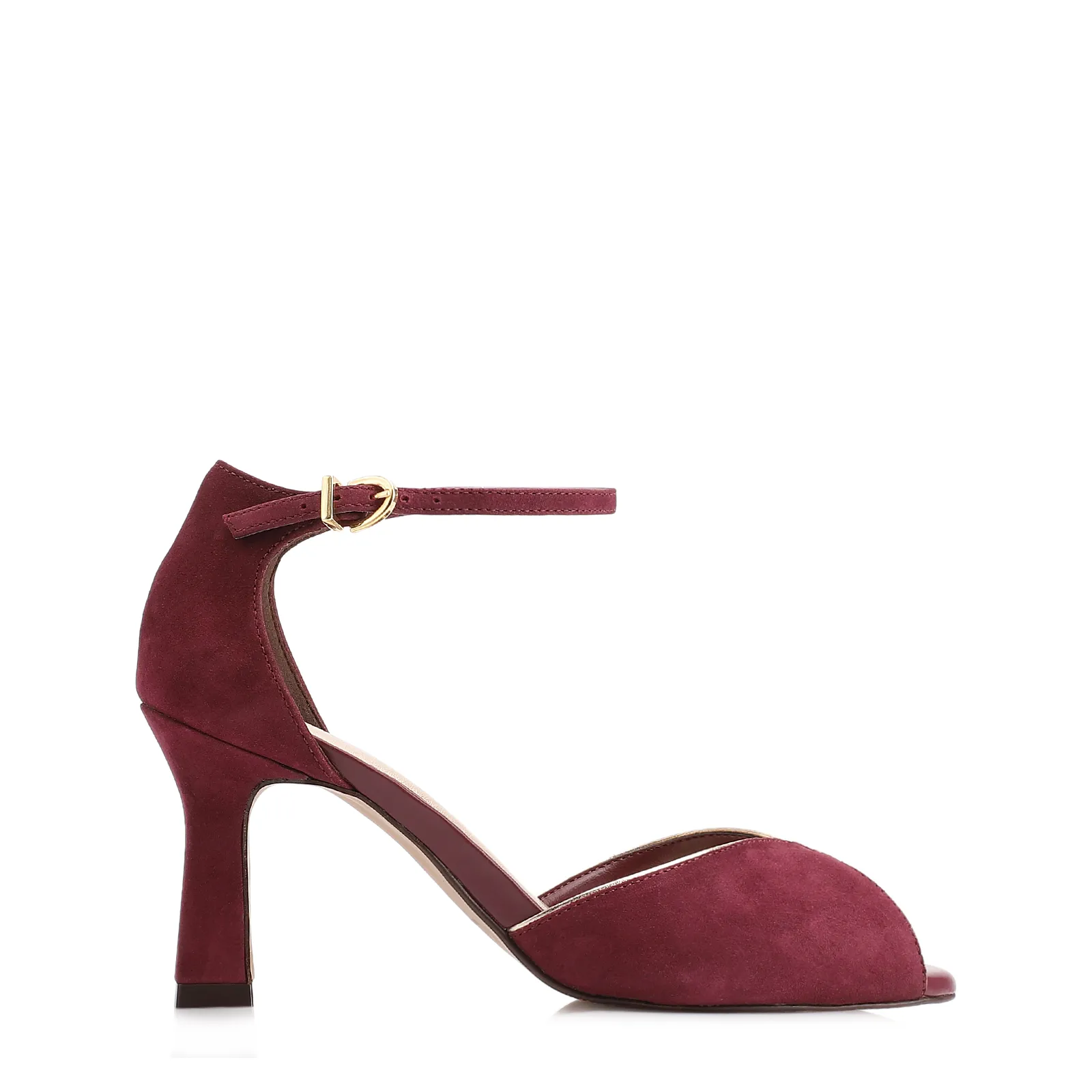 Peep Toe Couro Nobuck Vinho