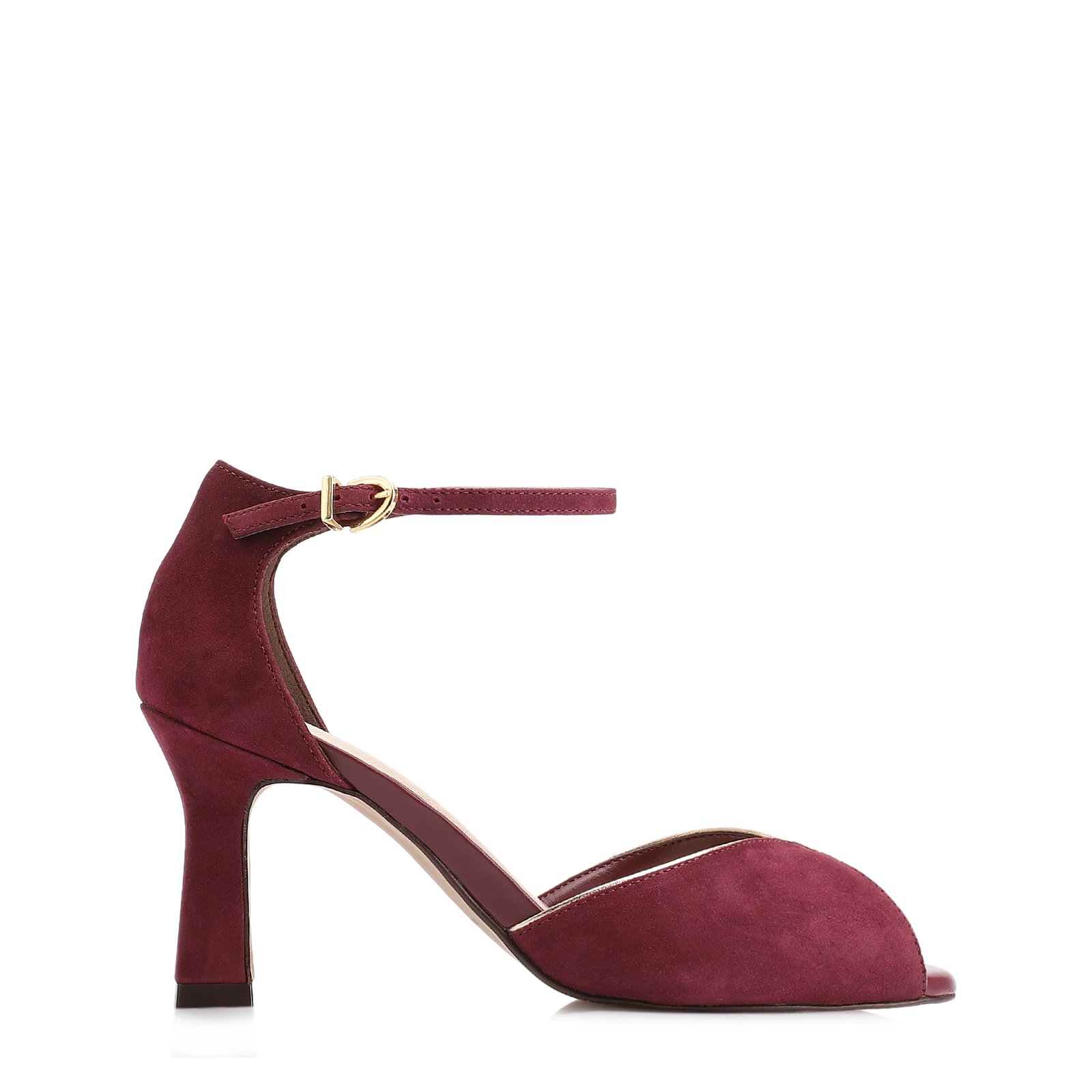 Peep Toe Couro Nobuck Vinho